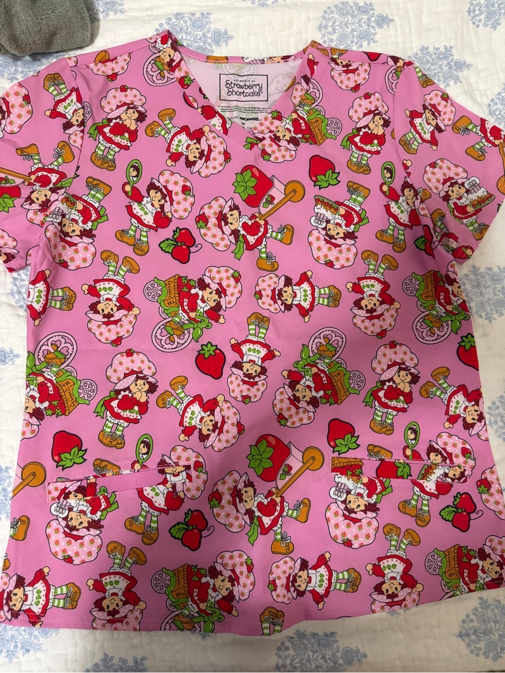 Strawberry Shortcake Pink Scrub Top